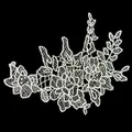 Detailed view of intricate white floral lace applique with embroidery on black background - 6# (White Flower Cluster)
