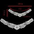 Detailed view of white hollow lace embroidery collar with precise 30cm width measurement - Pointed Leaf Star Flower Style (681)