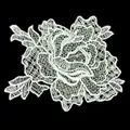 Detailed view of delicate white floral lace embroidery applique for DIY sewing project - 5# (Off-White Rose)