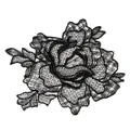 Close-up detail of delicate black rose floral lace applique with intricate mesh design - 5# Black (Black Rose)