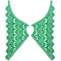 Exquisite green milk silk embroidery lace collar applique with intricate floral patterns - 1 Pair Pack / Green