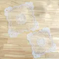 Elegant white square lace decorative mat with intricate floral embroidery details - Square 30cm / White