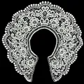 Détail d'un grand col en dentelle de soie de lait blanche avec broderie creuse complexe - Grand Col Claudine / Blanc
