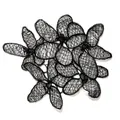 Detailed macro view of delicate black fish silk embroidery lace hollowed flower patch - 9# Black (Black Oval Leaf Cluster)