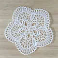 Detailed view of a white vintage water-soluble lace floral applique patch for DIY decor - 10cm / 3# (Five-Petal Flower)