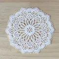 Detailed macro view of white vintage water-soluble lace floral embroidery patch for DIY decor - 10cm / 2# (Round Vintage Floral)