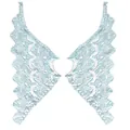 Detail view of light blue milk silk embroidered lace collar with hollow floral patterns - 1 Pair Pack / Sky Blue