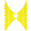 Detailed view of yellow hollow-out floral lace embroidery collar applique accessory. - 1 Pair Pack / Yellow