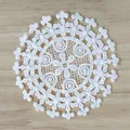 Close-up detail of a white vintage water-soluble lace patch with intricate embroidery - 10cm / 7# (Snowflake Six-Petal)