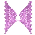 Detail view of purple hollow embroidery milk silk lace applique for clothing décor - 1 Pair Pack / Light Purple