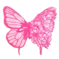 Filigraner rosa Schmetterling Blumen Spitze Stickerei Aufnäher für Kleidung - Fuchsia