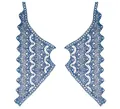 Detailed view of elegant blue milk silk embroidered lace collar applique for fashion decor - 1 Pair Pack / Denim Blue