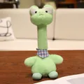 Adorable long-necked green frog plush doll animal with blue checkered scarf for kids - Frog / 23cm
