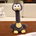 Creative grey long-neck penguin plush toy bird doll with yellow checkered bib - Penguin / 23cm