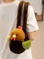 Zaino in peluche a forma di gallo per bambini con morbida pelliccia marrone e ali verdi - Pollo Pancia Marrone Scuro / 40CM