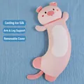 Coussin de corps long cochon rose en soie de glace rafraîchissante pour dormir - 80cm / Cochon Rose