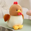 Adorable cartoon brown and white chicken plush toy with soft fluffy texture design - White / 22cm