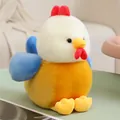 Cute cartoon chicken plush toy featuring vibrant yellow and white fur with blue wings - Yellow / 22cm