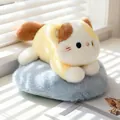 Adorable tricolor calico cat plush doll lying on a fluffy blue cushion for home decor - Calico Cat / 25cm