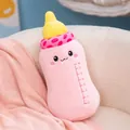 Adorable pink baby bottle plush pillow with cute cartoon face and soft texture for kids - 38x16cm / Pink Baby Bottle Pillow