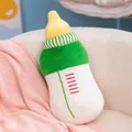 Soft baby milk bottle shaped plush pillow toy in green and white colors for sleeping - 38x16cm / Green & White Baby Bottle Pillow