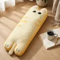 Long oreiller de corps en peluche chat en tissu seersucker vichy jaune très doux - 90cm Pack / Jaune