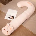 Oreiller de corps rose en forme de J avec visage de lapin en tissu minky doux. - 80cm / Lapin Rose
