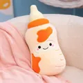 Soft baby bottle plush toy pillow featuring a cute smiley face on a pink knitted blanket - 38x16cm / Orange Baby Bottle Pillow