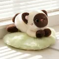 Cute Siamese cat plush toy with soft white and brown fur, lying on a fuzzy green mat. - Siamese Cat / 25cm
