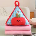 Lindo juego de cojín de peluche manzana 2 en 1 y manta rosa plegable para la oficina - Combo de Cojín Manta / Cojín de 32cm Con Manta de 1x1.7m / Azul a Cuadros
