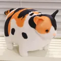 Soft chubby calico cat plush toy with decorative black, white and orange fur patches - 20x10cm / Calico Cat