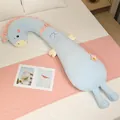 Long oreiller de corps en velours bleu en forme de poney incurvé pour dormir sur le côté - 1,3m (1,55KG avec Doublure) / Bleu