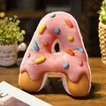 Weiches Plüsch-Alphabet-A Donut-Kissen mit rosa Glasur und bunten Streuseln für Deko. - Buchstabe A (Anhänger) / 10cm