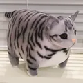 Ultra-soft chubby gray tabby cat plush toy as a cute sleeping pillow stuffed animal - 20x10cm / Silver Tabby Cat
