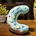 Weiches blaues C-förmiges Alphabet-Donut-Plüschkissen für Kinderzimmer und Sofadekoration - Buchstabe C (Anhänger) / 10cm