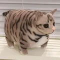 Plush fat tabby cat stuffed animal pillow with realistic striped fur texture - Brown Tabby Cat