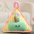 Jolie couverture oreiller pliante 2-en-1 triangulaire avec motif à carreaux et peluche - Oreiller seul / Coussin 32cm / Carreaux Jaunes
