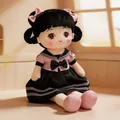 Cute school style plush girl doll featuring a pink and black sailor uniform and bows - Small 45cm / Pink