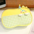 Lindo cojín cervical de peluche con forma de sol y cuadros verdes para la oficina - 55cm / Verde