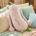 Cute long eggplant plush body pillow with sweet dreams embroidery for sleeping and lounging - Eggplant Style / 90cm / Purple