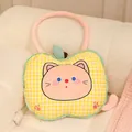 Cute apple-shaped 2-in-1 plush pillow and blanket featuring yellow gingham pattern - Small (Pillow 35cm/Blanket 100x150cm) / Yellow