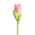 Morbido fiore di tulipano in peluche rosa con foglie verdi per decorazione domestica - Dark Pink Tulip