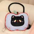 2-in-1 apple shaped plush pillow quilt with cute black cat pattern for office nap - Small (Pillow 35cm/Blanket 100x150cm) / Blue