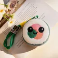 Kawaii sushi rice roll plush keychain featuring a smiling face and green cord pendant. - Smiley Face / 10cm