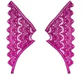 Detailed view of magenta milk silk embroidered lace applique with hollow pattern - 1 Pair Pack / Deep purple