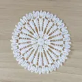Detailed macro shot of white vintage lace embroidery patch with intricate radial floral pattern - 10cm / 10# (Radial Gear Texture)