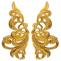 Detailed close-up of golden water-soluble symmetrical lace embroidery patches - Gold Coffee