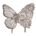 Detailansicht eines eleganten Schmetterlings-Blumen-Spitzenstickerei-Patches für Kleidung - Dunkelbraun