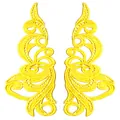 Yellow symmetrical water-soluble lace embroidery flower patches for DIY sewing and apparel - Yellow