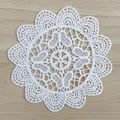 Detailed macro view of white water-soluble lace patch with butterfly embroidery patterns - 10cm / 13# (Butterfly Floral Hollow)